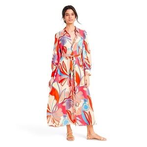 ALEXIS for Target Mixed Floral Long Sleeve Robe Dress Multi XS